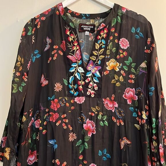 Johnny Was Boho Tie Back embroidered floral Dress Size medium - Picture 6 of 12